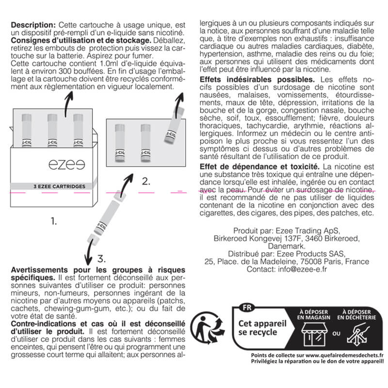 Ezee Cartouches Tabac 0mg/ml (x3)