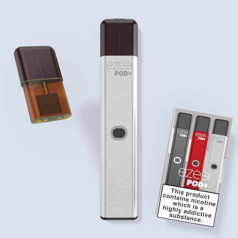 Ezee Pod+ Vape Kit Argent, Tabac Sans Nicotine
